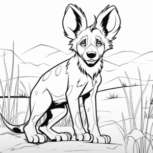 Kid-Friendly African Wild Dog Coloring Pages 4