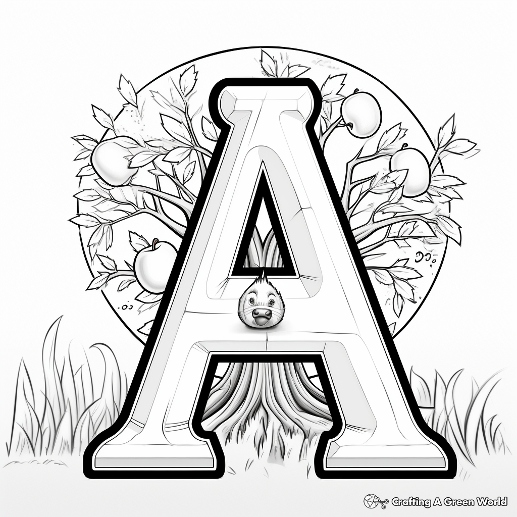 Kid-friendly Animal Alphabet 'A' is for Alligator Coloring Pages 2