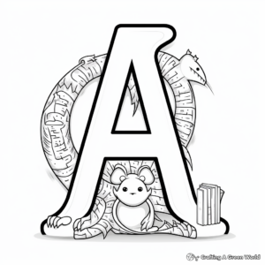 Kid-friendly Animal Alphabet 'A' is for Alligator Coloring Pages 3