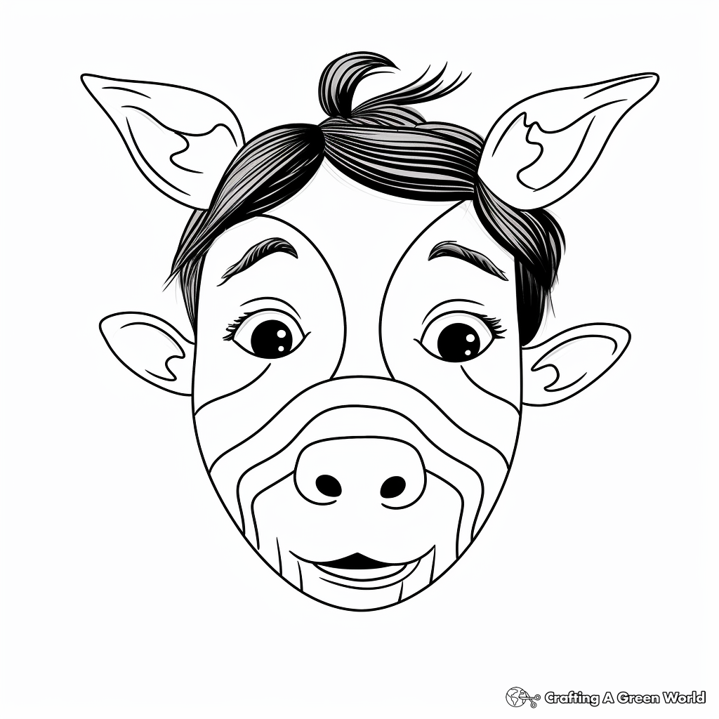 Kid-friendly Animal nose masks coloring pages 1