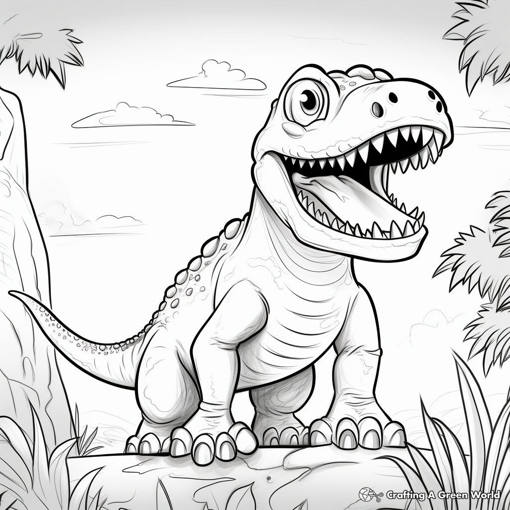 Kid-Friendly Animated T Rex Coloring Pages 2