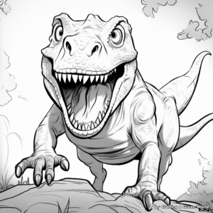 Kid-Friendly Animated T Rex Coloring Pages 4