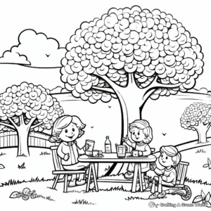 Kid-friendly Arbor Day Picnic Coloring Pages 1