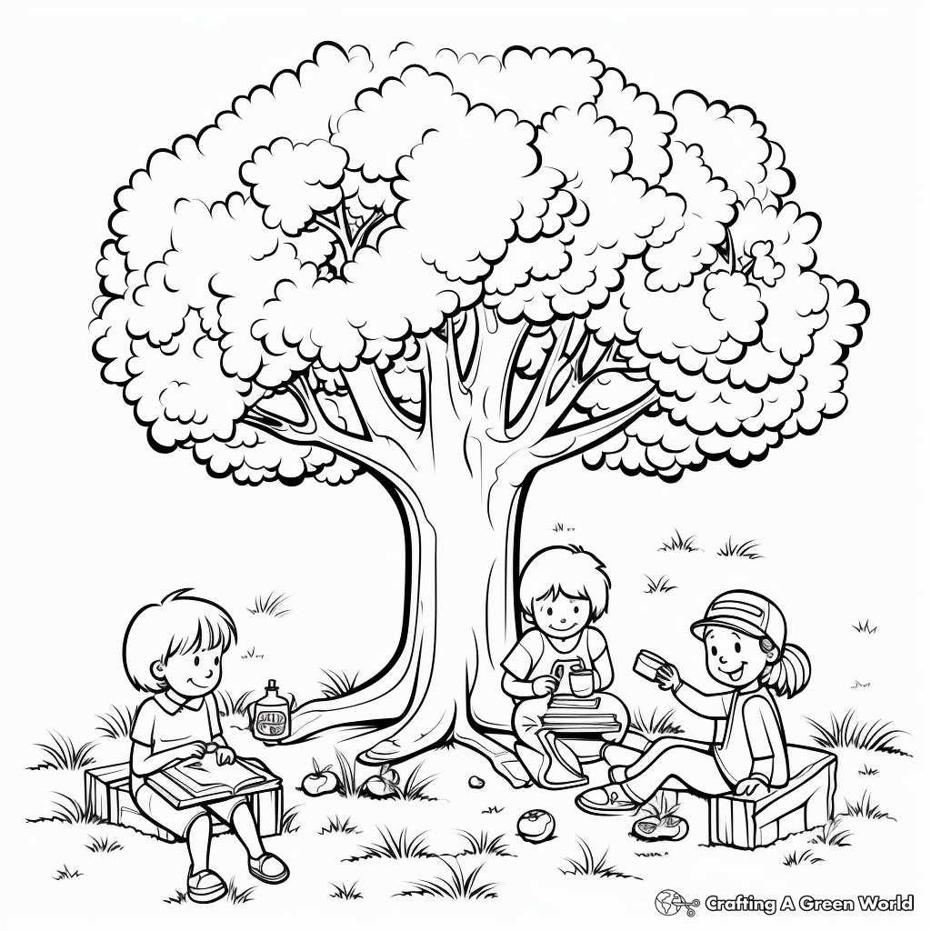Kid-friendly Arbor Day Picnic Coloring Pages 3