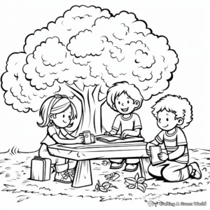 Kid-friendly Arbor Day Picnic Coloring Pages 4