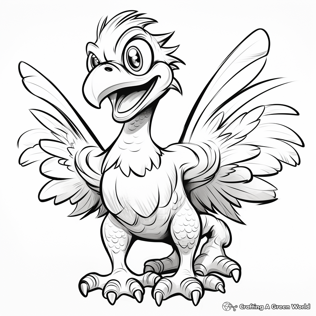 Kid-Friendly Atrociraptor Cartoon Coloring Pages 1