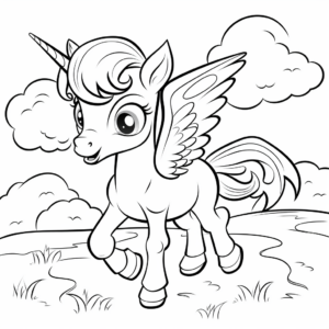 Kid-friendly Baby Pegasus Coloring Pages 1