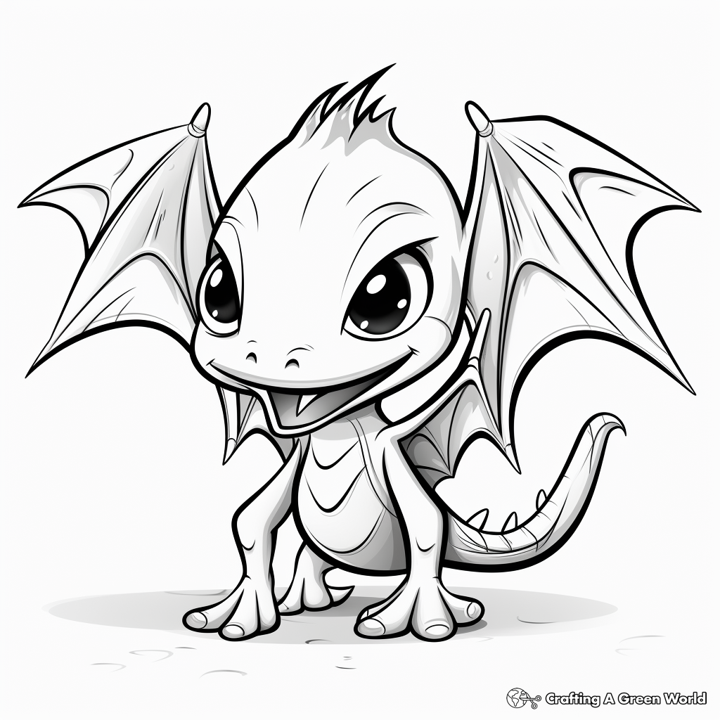 Kid-Friendly Baby Pterodactyl Coloring Pages 1