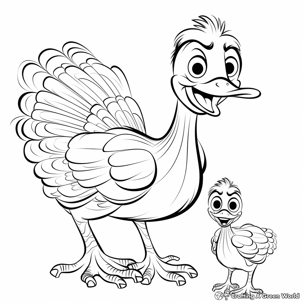 Kid-Friendly Baby Turkey With Mother Coloring Page 2