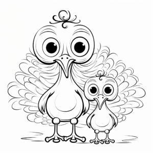 Kid-Friendly Baby Turkey With Mother Coloring Page 3