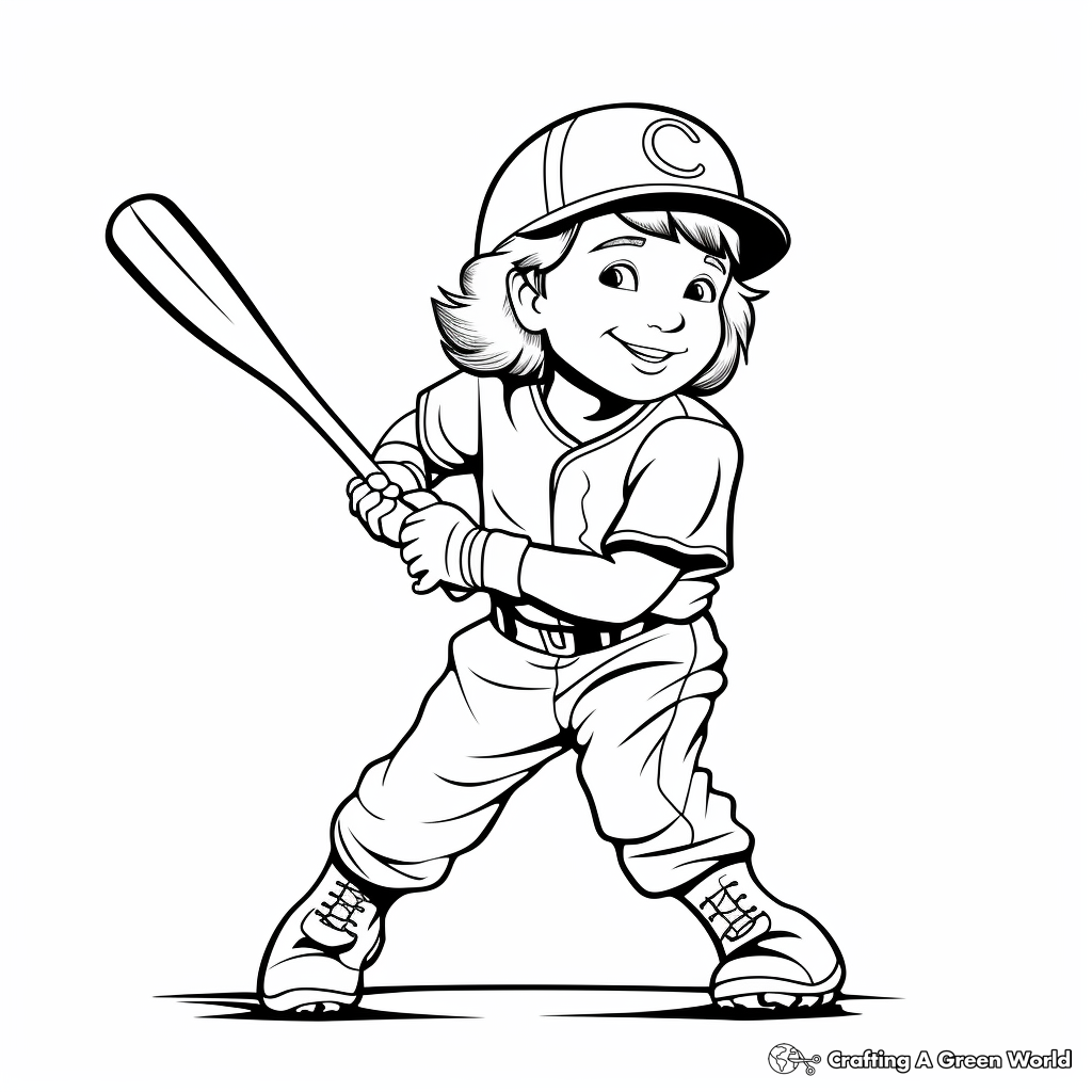 Kid-Friendly Baseball Player Coloring Pages 3