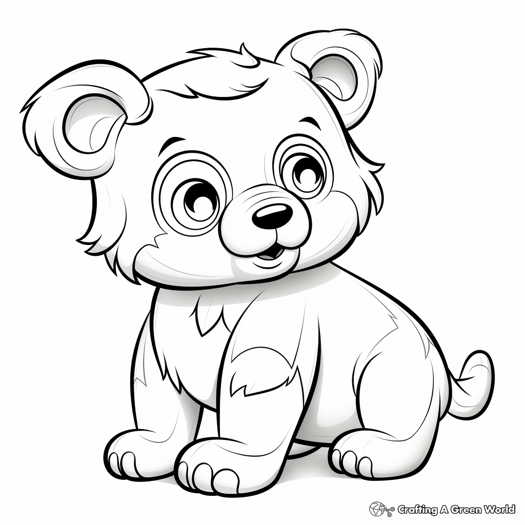 Kid-Friendly Bear Cub Playing Coloring Pages 3
