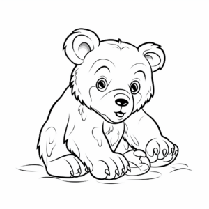 Kid-Friendly Bear Cub Playing Coloring Pages 4