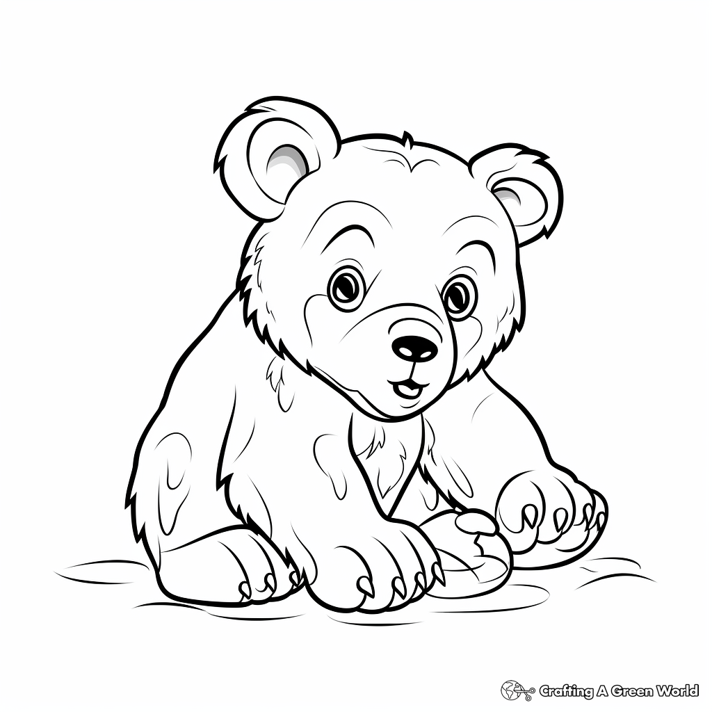 Kid-Friendly Bear Cub Playing Coloring Pages 4