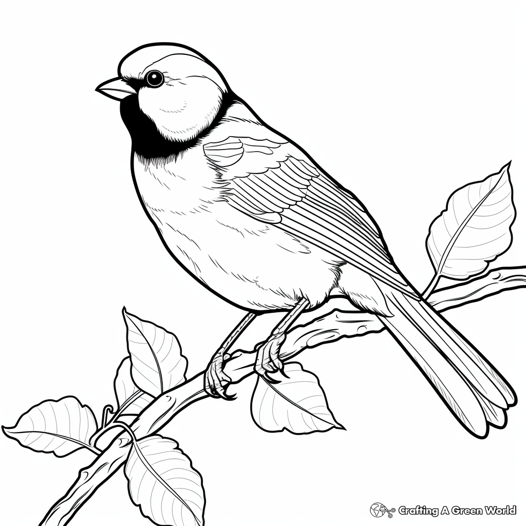 Kid-Friendly Black-Capped Chickadee Coloring Pages 3