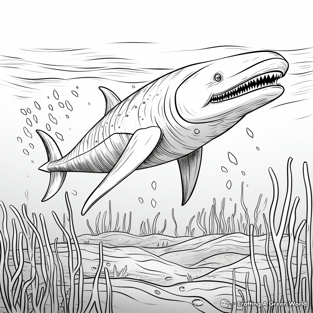 Kid-Friendly Blue Whale Illustration Coloring Pages 1