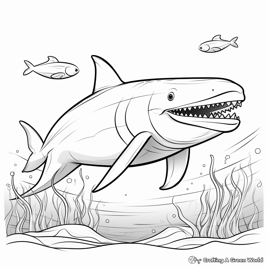 Kid-Friendly Blue Whale Illustration Coloring Pages 3