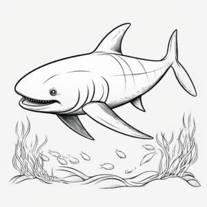 Kid-Friendly Blue Whale Illustration Coloring Pages 4