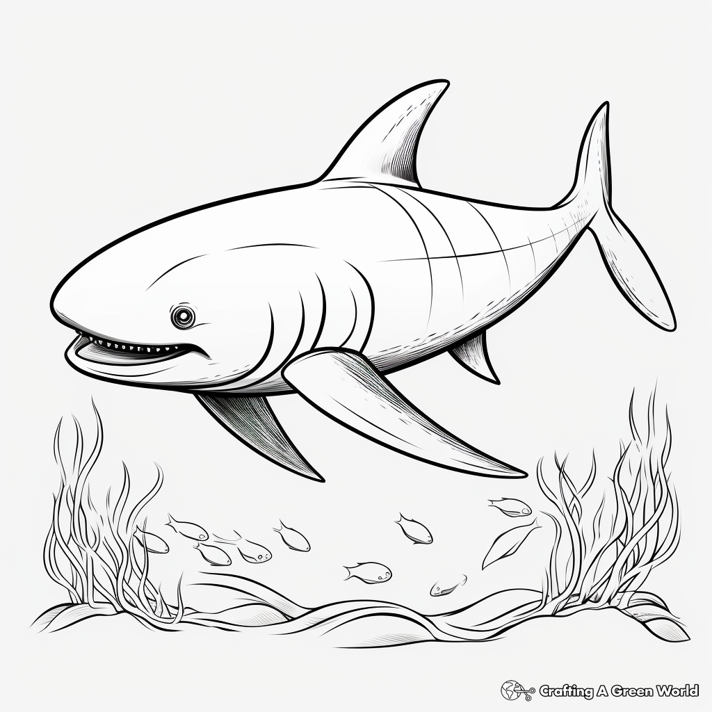 Kid-Friendly Blue Whale Illustration Coloring Pages 4