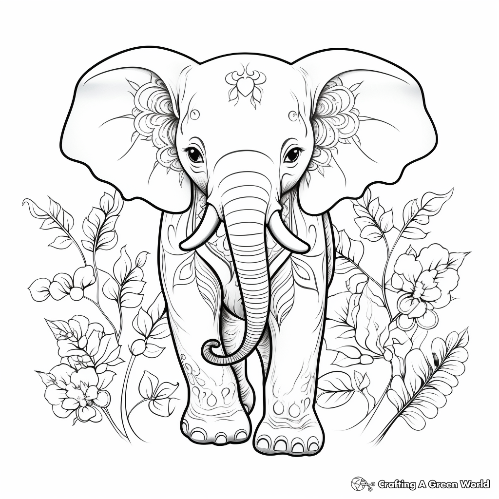 Kid-Friendly Bohemian Elephant Coloring Pages 3