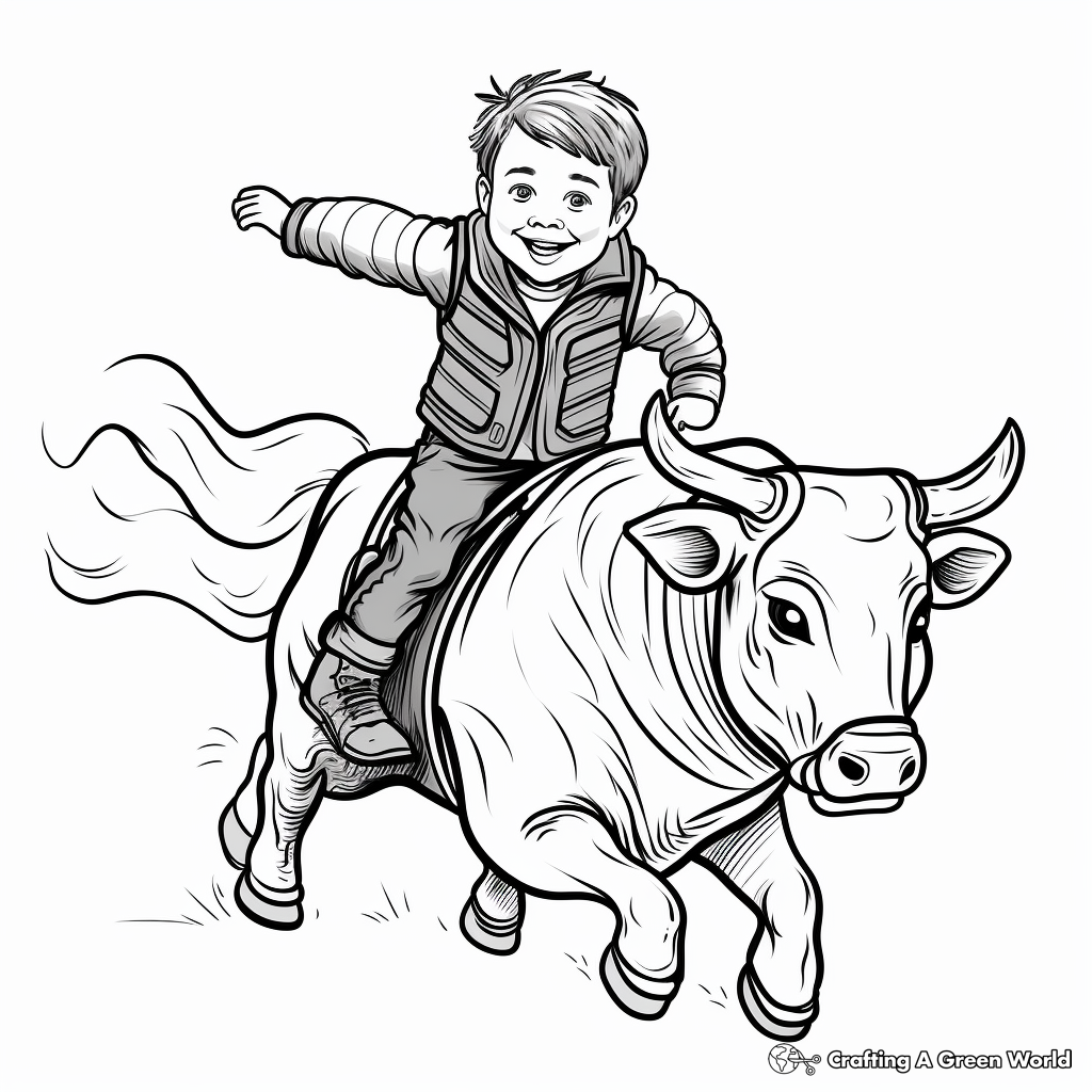 Kid-Friendly Bull Riding Coloring Sheets 3