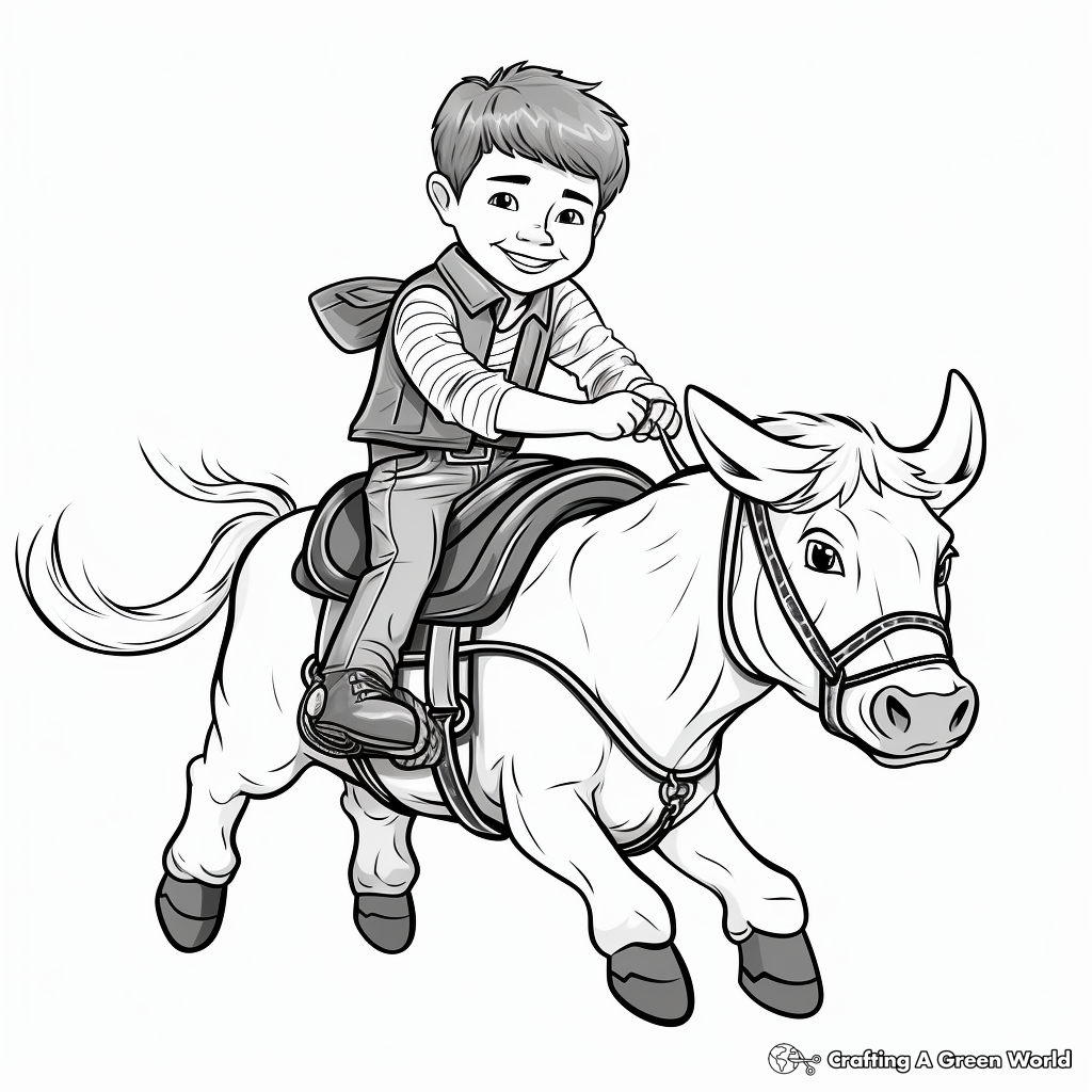 Kid-Friendly Bull Riding Coloring Sheets 4