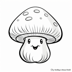 Kid-Friendly Button Mushroom Coloring Pages 1