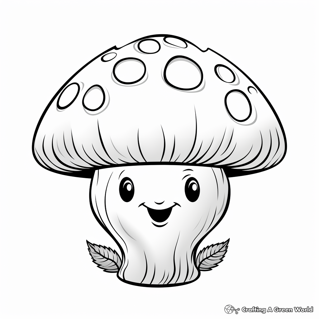 Kid-Friendly Button Mushroom Coloring Pages 4