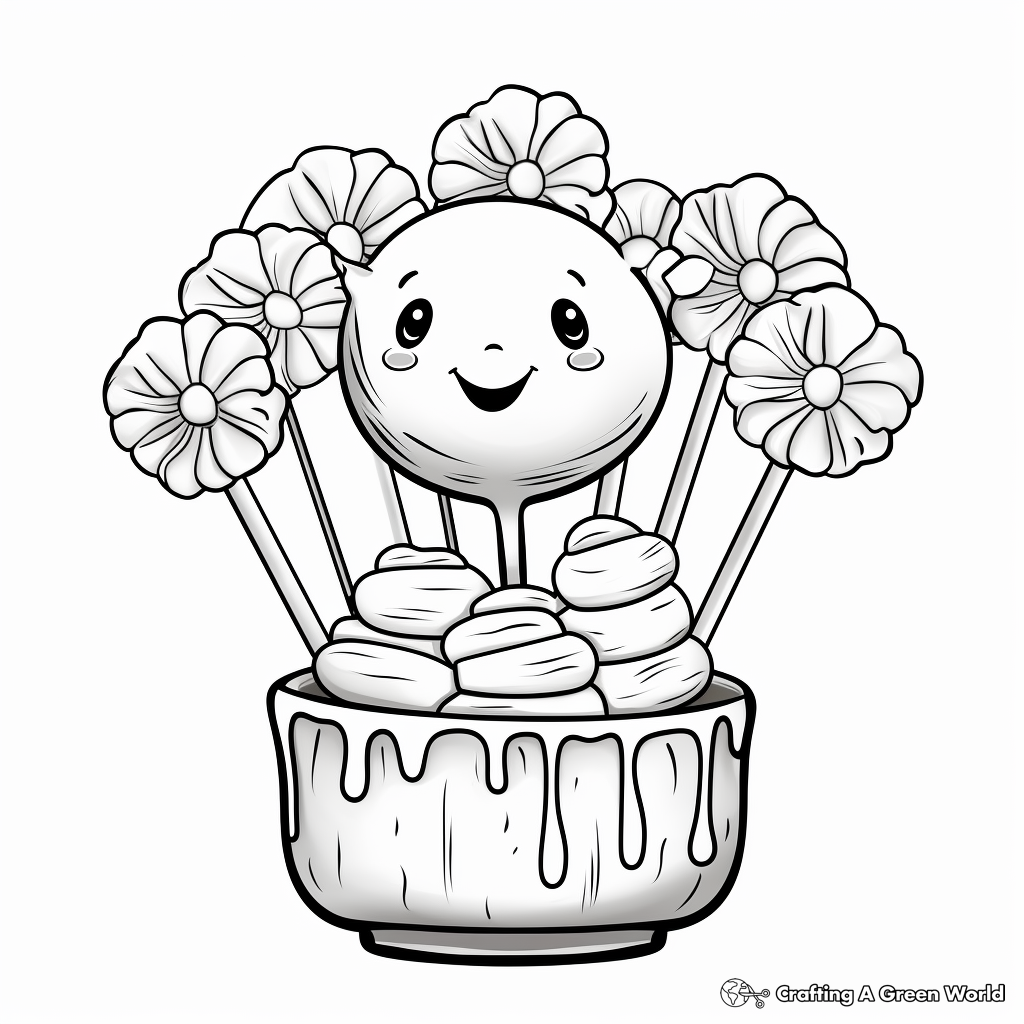 Kid-Friendly Cake Pop Coloring Pages 3