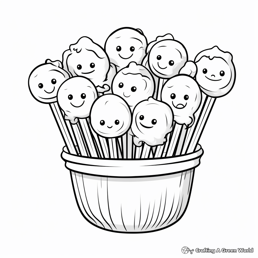 Kid-Friendly Cake Pop Coloring Pages 4