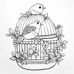 Kid-friendly Canary in Bird Cage Coloring Pages 3
