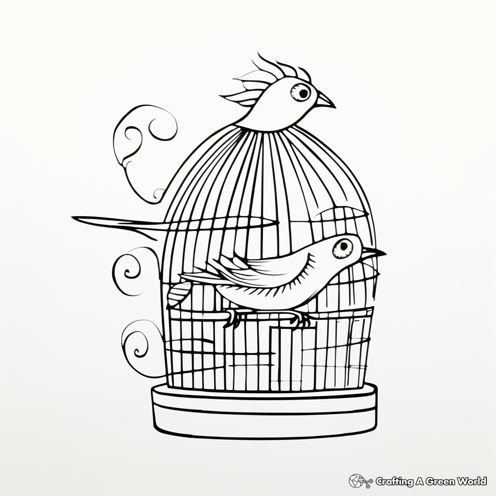 Kid-friendly Canary in Bird Cage Coloring Pages 4