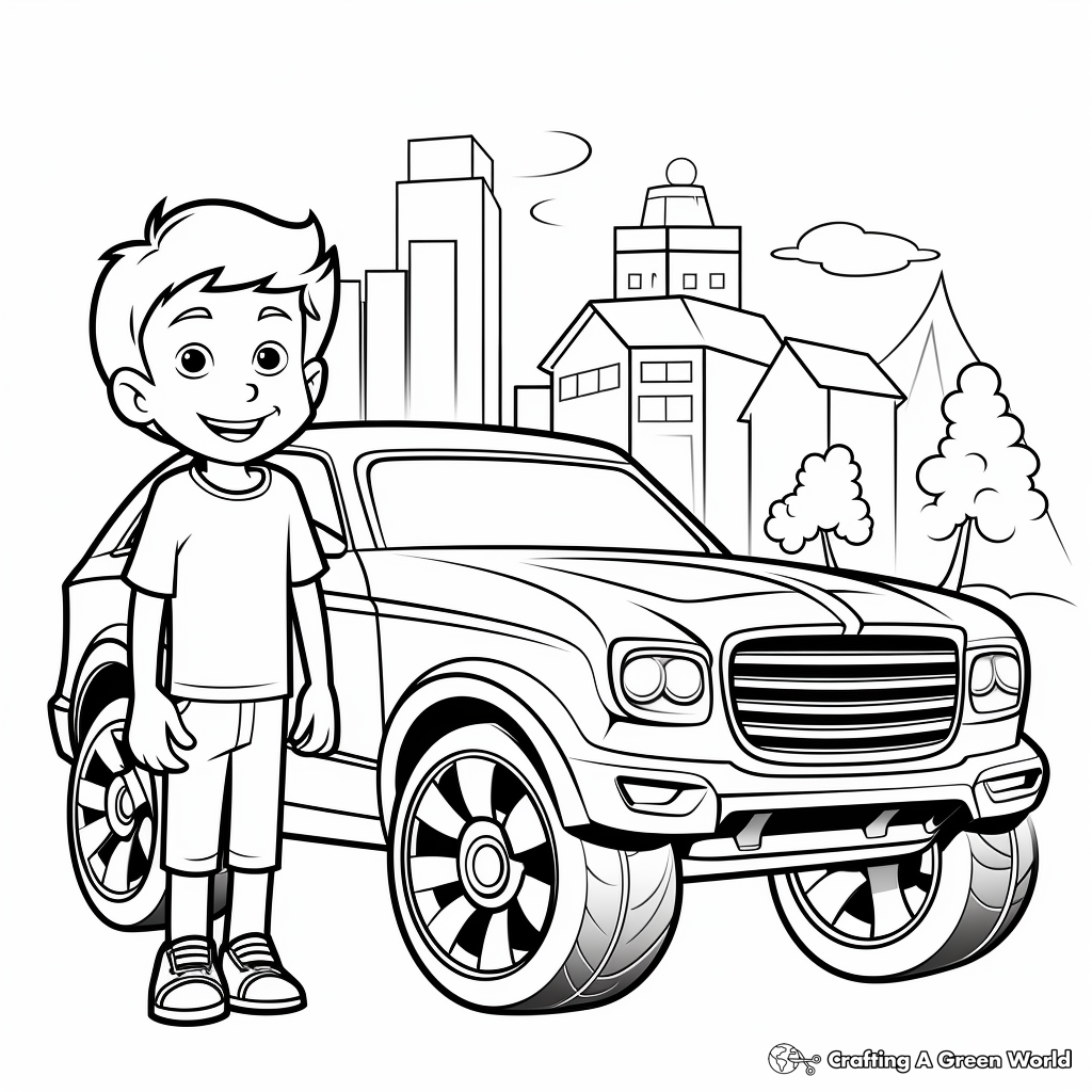 Kid-Friendly Car Coloring Pages: Simple Design for Boys 2