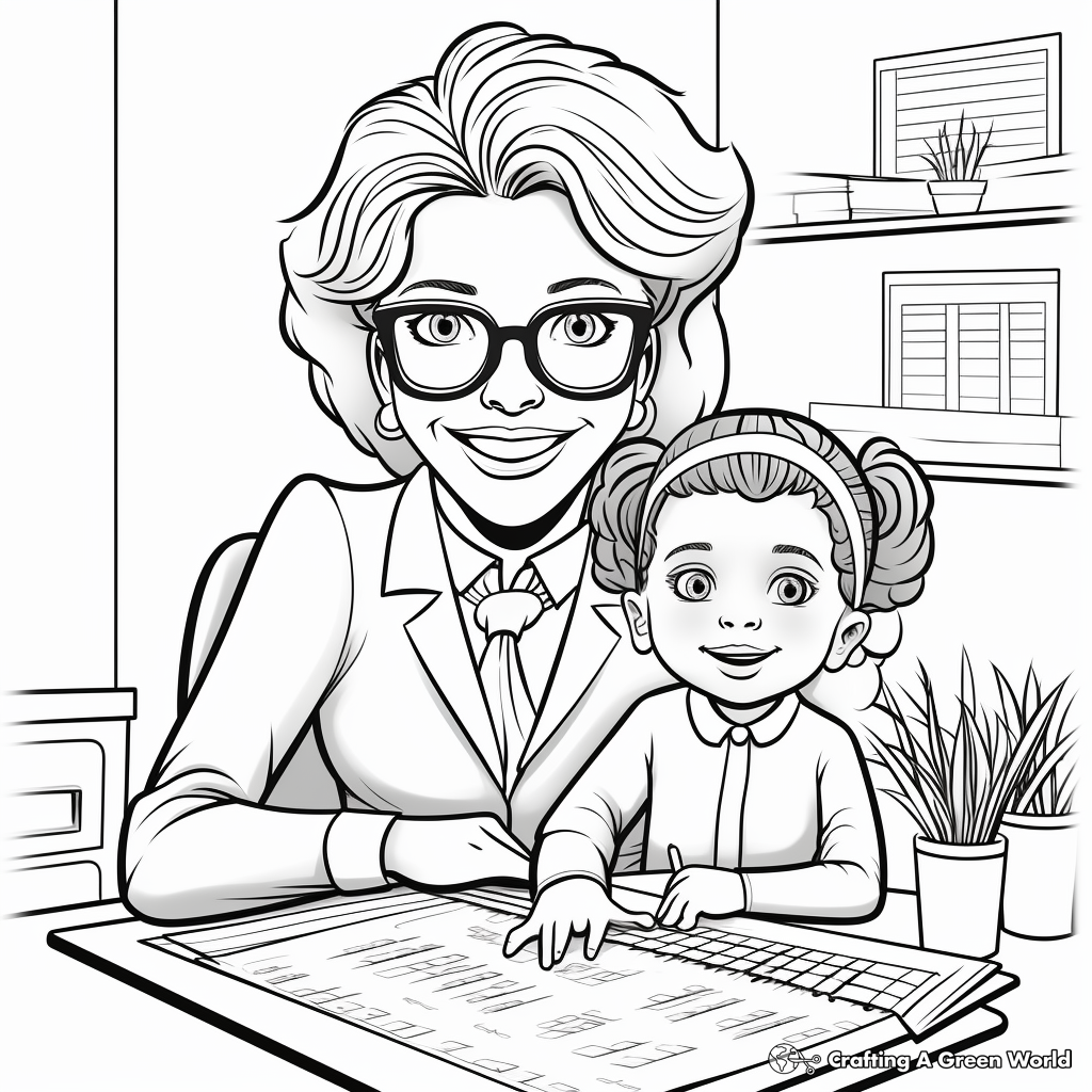 Kid-Friendly Cartoon Administrative Professionals Coloring Pages 4