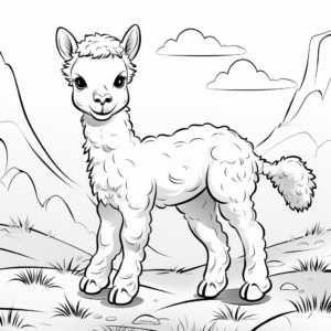 Kid-Friendly Cartoon Alpaca Coloring Pages 2
