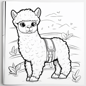 Kid-Friendly Cartoon Alpaca Coloring Pages 3