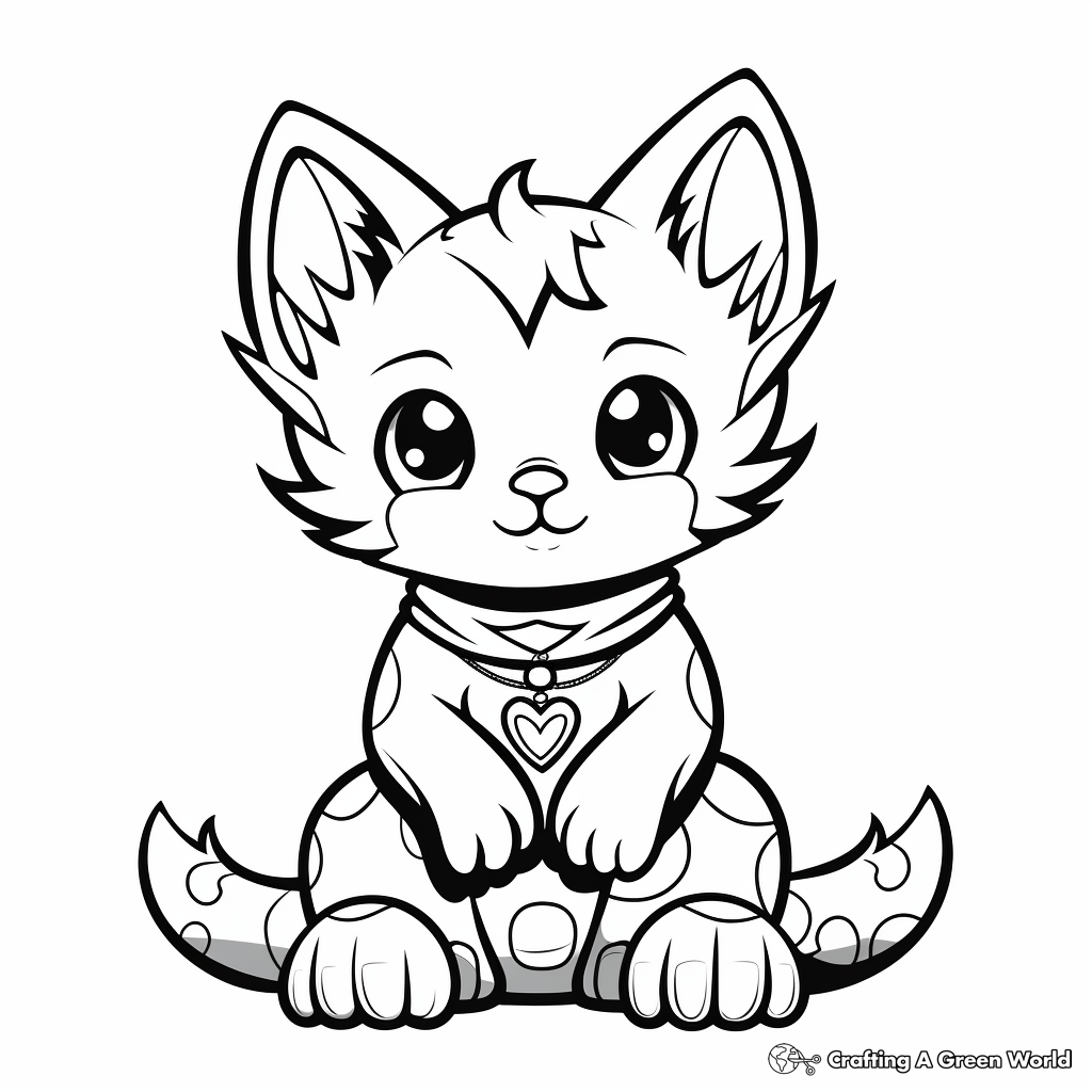 Kid-Friendly Cartoon Angel Cat Coloring Pages 3