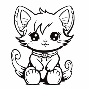 Kid-Friendly Cartoon Angel Cat Coloring Pages 4