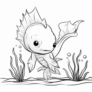 Kid-Friendly Cartoon Axolotl Coloring Pages 1