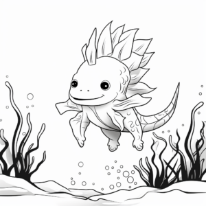 Kid-Friendly Cartoon Axolotl Coloring Pages 2