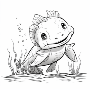 Kid-Friendly Cartoon Axolotl Coloring Pages 4