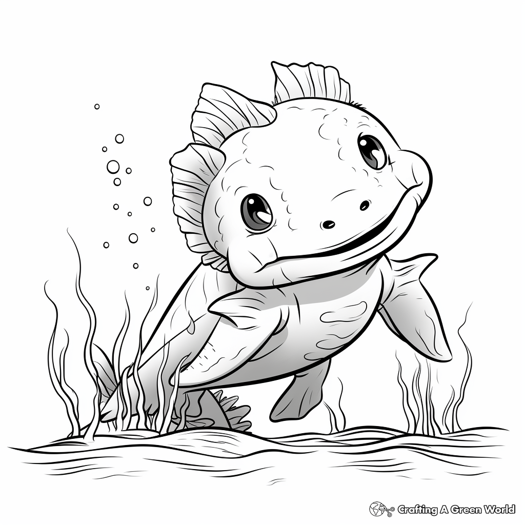 Kid-Friendly Cartoon Axolotl Coloring Pages 4