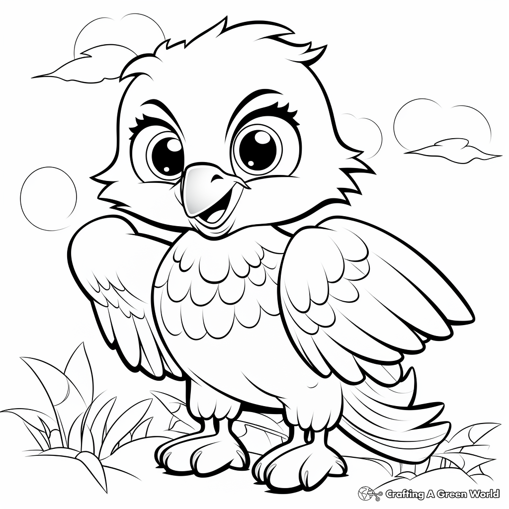 Kid-friendly Cartoon Bald Eagle Coloring Page 2