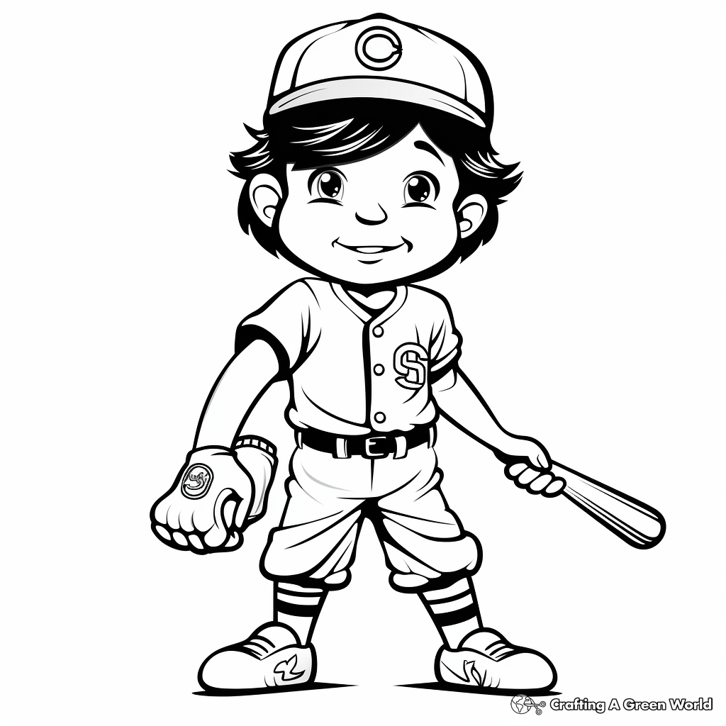 Kid-Friendly Cartoon Baseball Mascot Coloring Pages 1