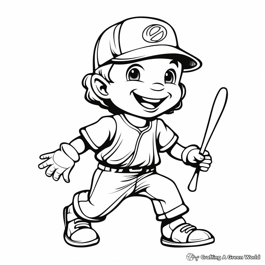 Kid-Friendly Cartoon Baseball Mascot Coloring Pages 4
