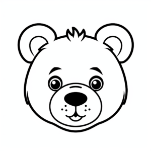 Kid-Friendly Cartoon Bear Face Coloring Pages 2