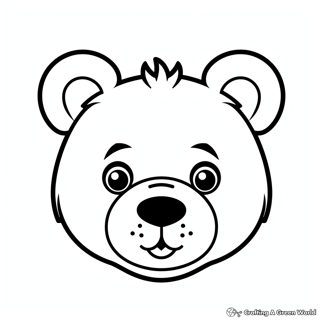 Kid-Friendly Cartoon Bear Face Coloring Pages 2