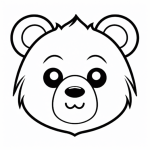Kid-Friendly Cartoon Bear Face Coloring Pages 3