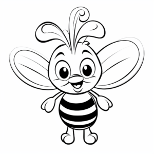 Kid-Friendly Cartoon Bee and Tulip Coloring Pages 1