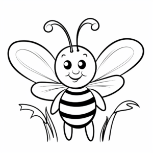 Kid-Friendly Cartoon Bee and Tulip Coloring Pages 3